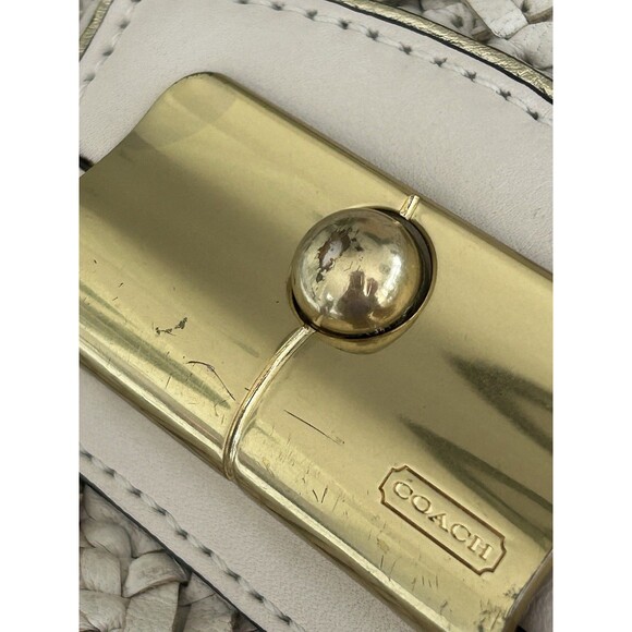 Coach Kristin Pinnacle Woven Leather Laila Large Satchel L1169-29341 Cream - Picture 13 of 16